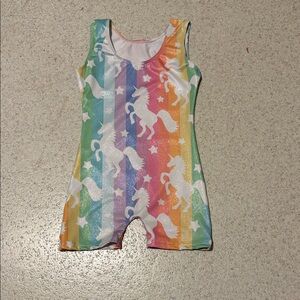 Source Unknown Rainbow Unicorn Kids One-Piece in Multicolor gymnastic outfit
